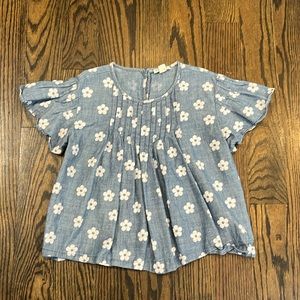 Crewcuts chambray daisy print shirt size 8